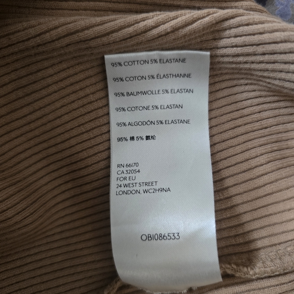 Free People Tan Ribbed Button-Front Top - Picture 4 of 6